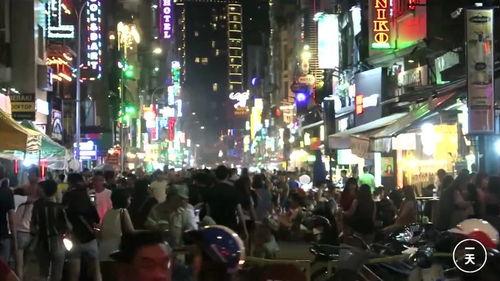 亚洲夜市的视频,灯火辉煌，美食诱惑